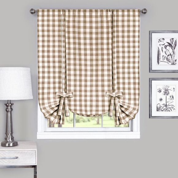 Achim Home Furnishing: Buffalo Taupe Plaid Modern Window Curtain Panel : 58" x - Picture 2 of 4